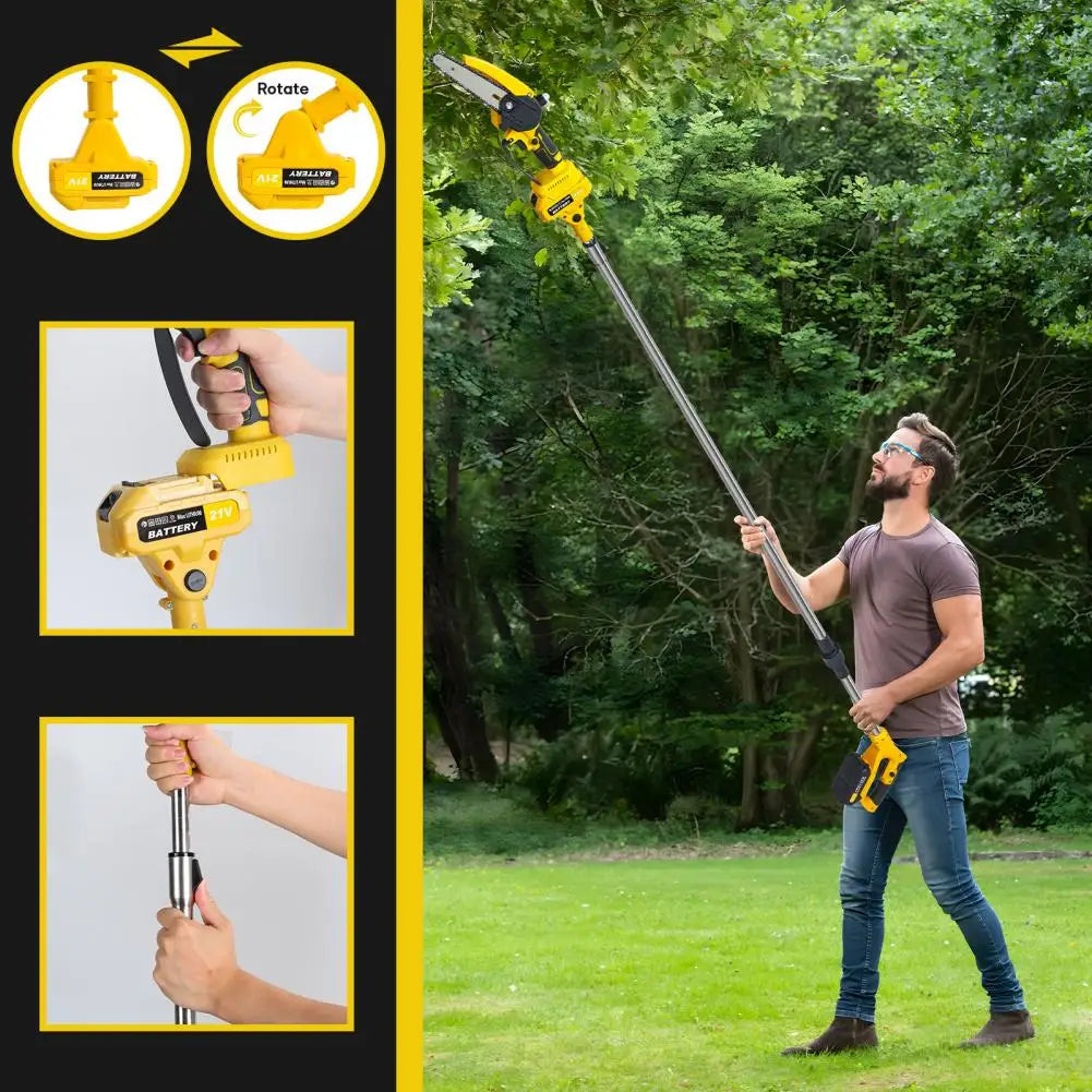 Cordless 2-in-1 Pole Saw And Mini Chainsaw 6-Inch Brushless Electric Chain Saw with 5.9 Feet Max Reach for Trimming And Cutting Russell E-Commerce