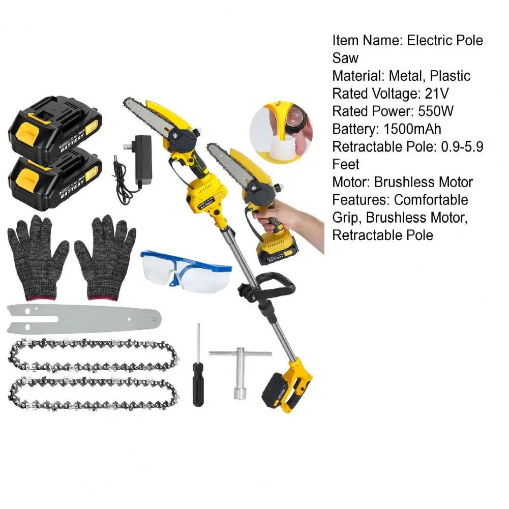 Cordless 2-in-1 Pole Saw And Mini Chainsaw 6-Inch Brushless Electric Chain Saw with 5.9 Feet Max Reach for Trimming And Cutting Russell E-Commerce