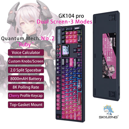 Wireless Mechanical Keyboard with 3.0 Screen 3 Knobs Hot-Swappable Silent Switch PBT keycaps Electronics Den
