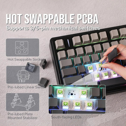 F75 Pro Gasket Mounted Wireless Gaming Mechanical Keyboard Electronics Den