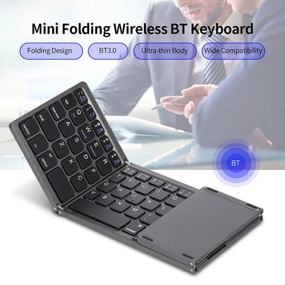 64-key Wireless BT Keyboard Rechargeable Foldable Keyboard Electronics Den