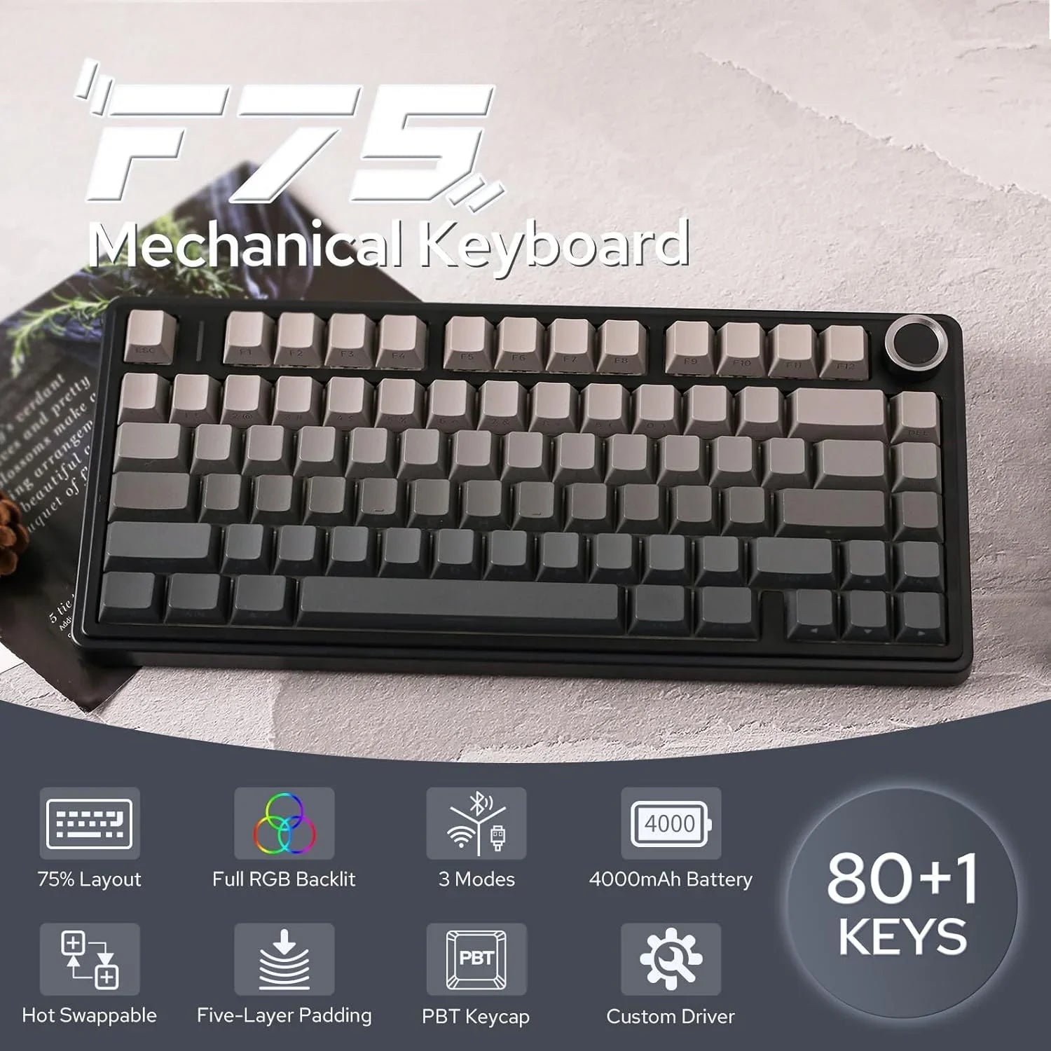 F75 Pro Gasket Mounted Wireless Gaming Mechanical Keyboard Electronics Den