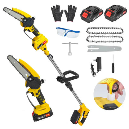 Cordless 2-in-1 Pole Saw And Mini Chainsaw 6-Inch Brushless Electric Chain Saw with 5.9 Feet Max Reach for Trimming And Cutting Russell E-Commerce