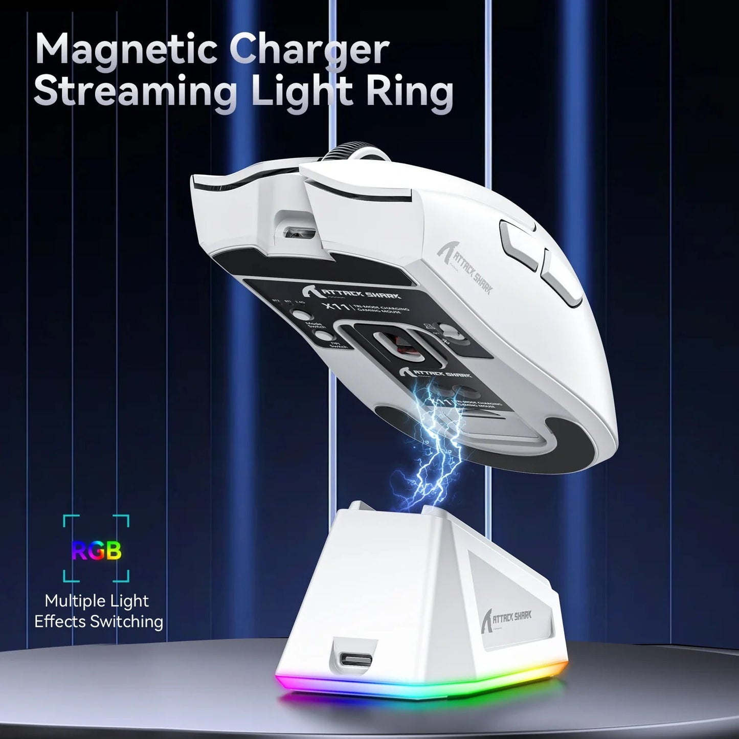 Tri-Mode Connection 2.4GHz/Wired/Bluetooth PAW3311 22000DPI 400IPS RGB  PC Gaming Mouse Electronics Den