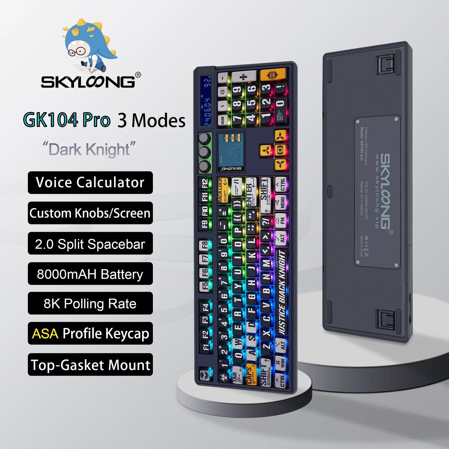 Wireless Mechanical Keyboard with 3.0 Screen 3 Knobs Hot-Swappable Silent Switch PBT keycaps Electronics Den