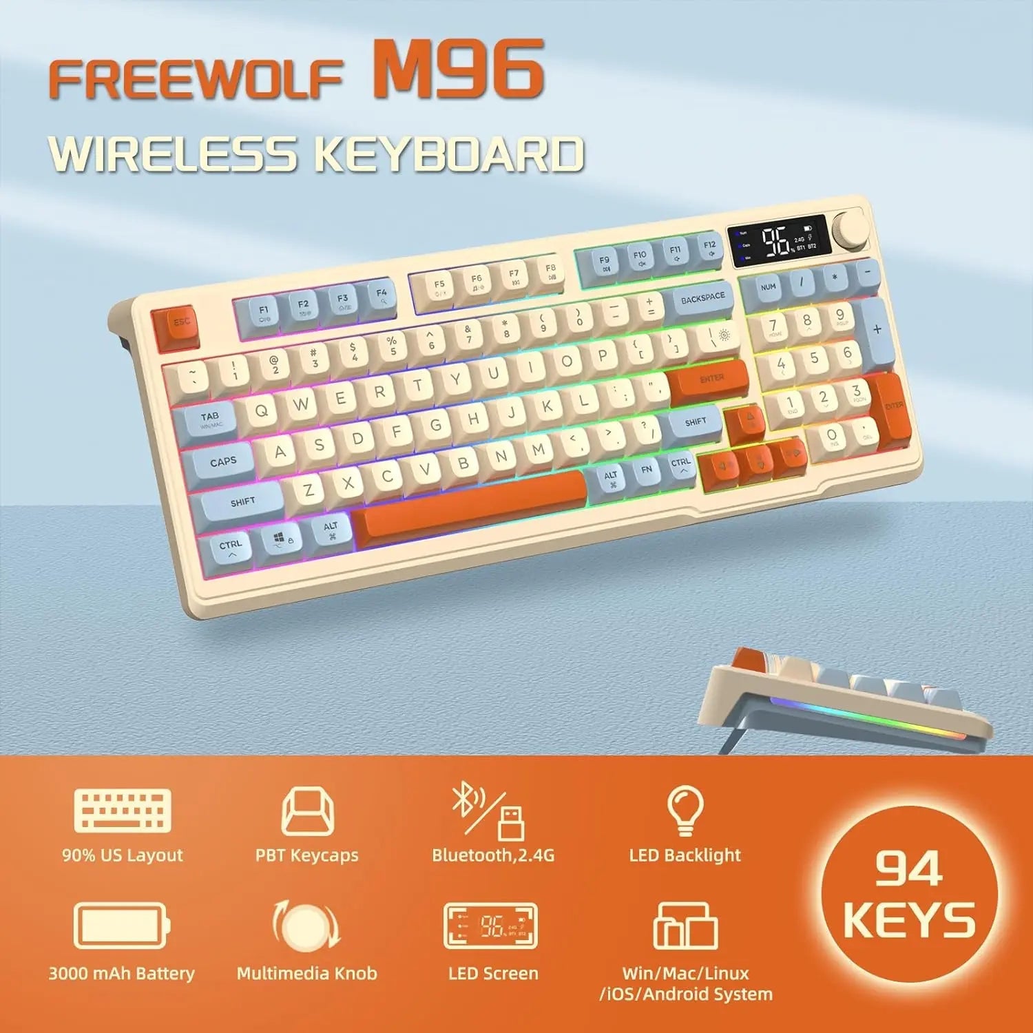 M96 Wireless Gaming keyboard Electronics Den