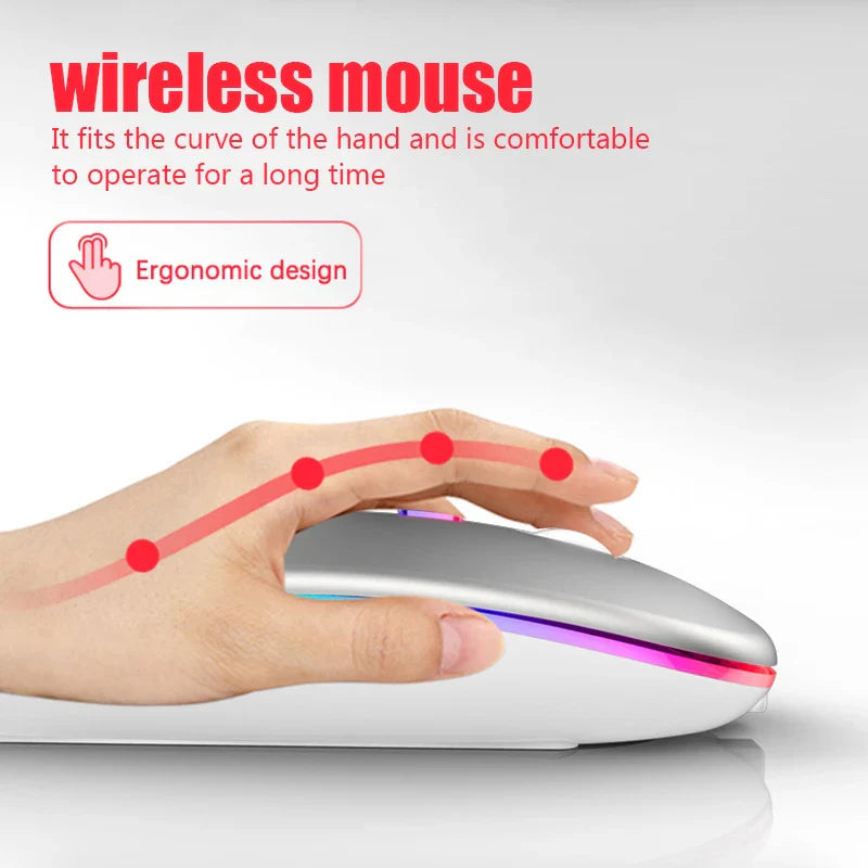 Wireless Mouse RGB Rechargeable Bluetooth Electronics Den