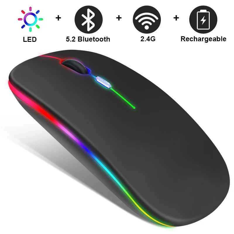 Wireless Mouse RGB Rechargeable Bluetooth Electronics Den