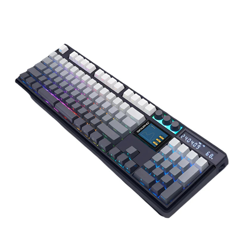 Wireless Mechanical Keyboard with 3.0 Screen 3 Knobs Hot-Swappable Silent Switch PBT keycaps Electronics Den