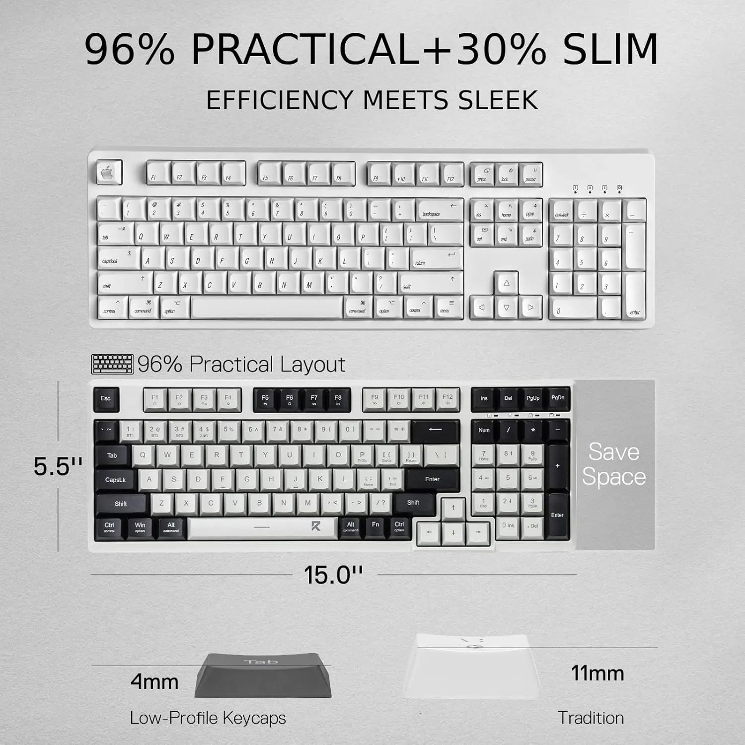 2.4G BT Wireless Computer 98 Keys Slim Electronics Den