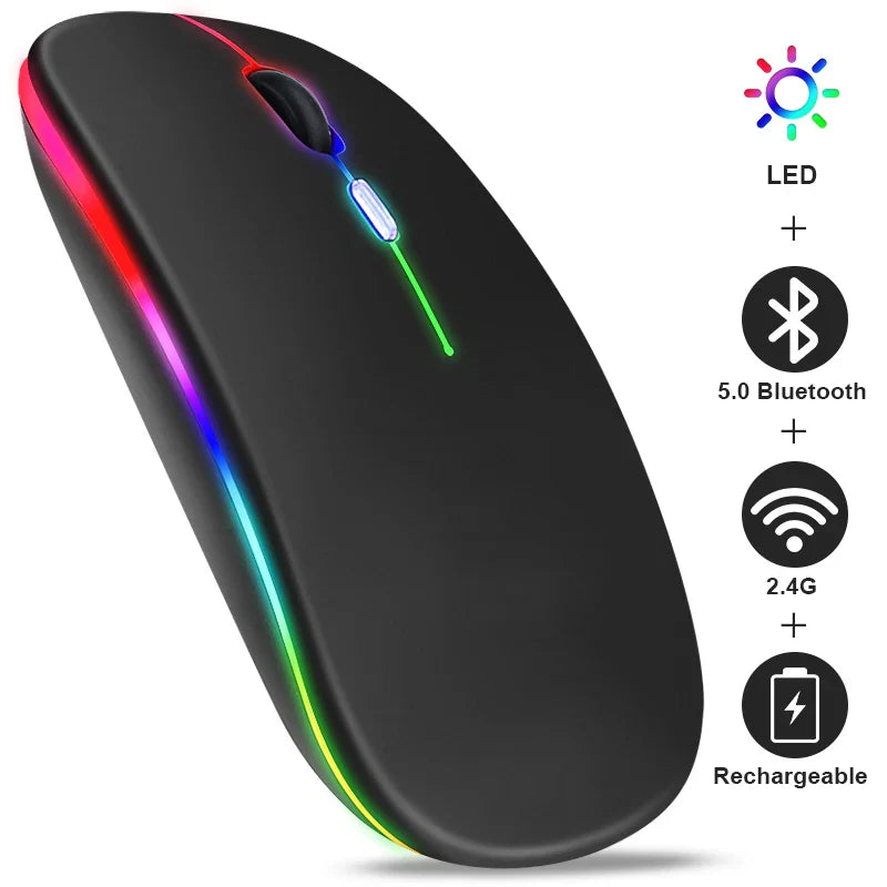 Wireless Mouse RGB Rechargeable Bluetooth Electronics Den