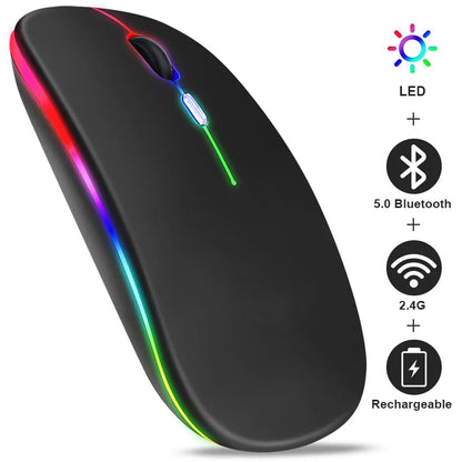 Wireless Mouse RGB Rechargeable Bluetooth Electronics Den