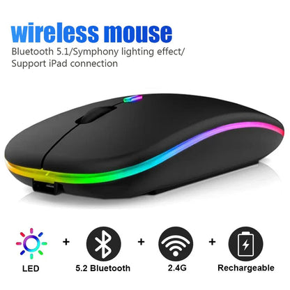 Wireless Mouse RGB Rechargeable Bluetooth Electronics Den