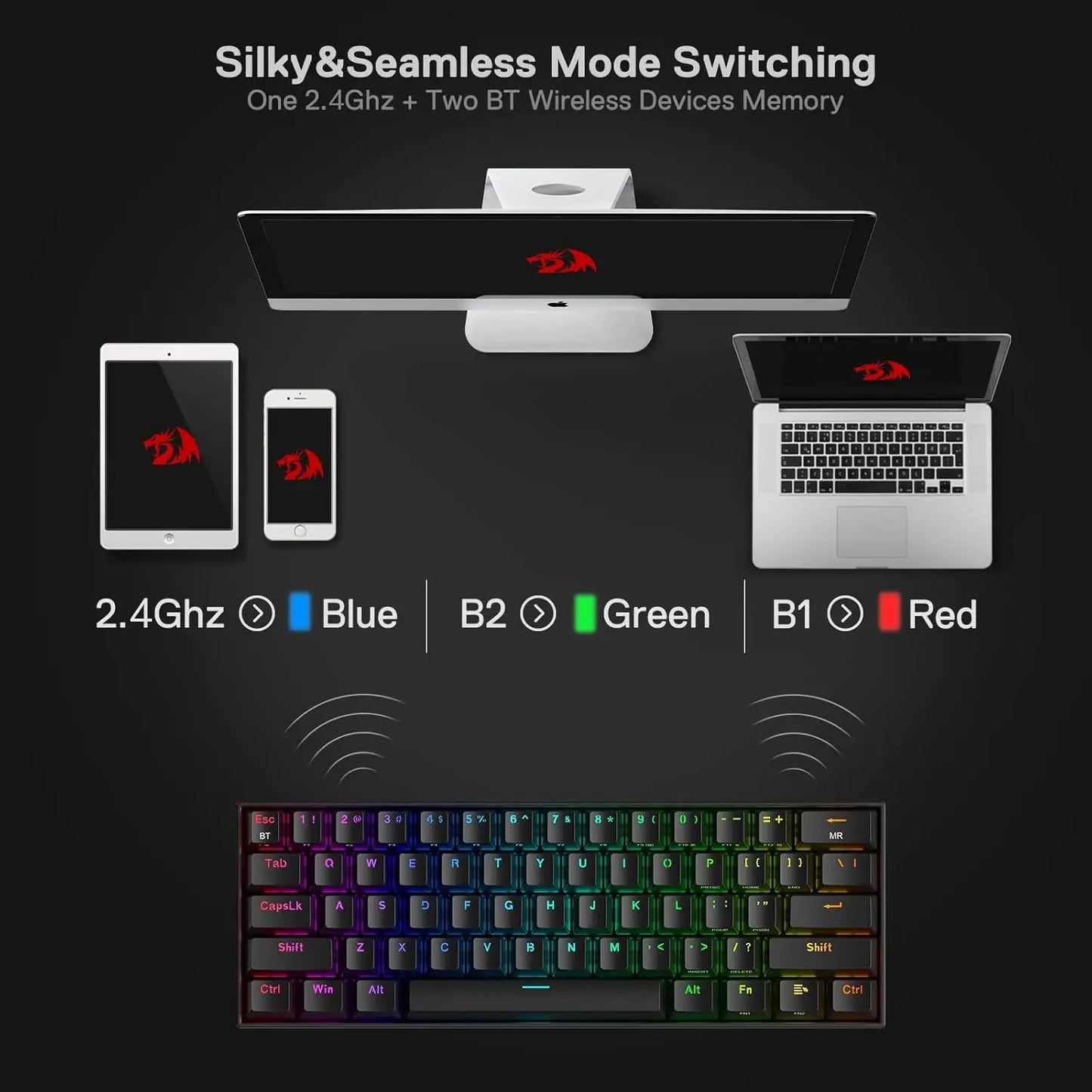 K530 Pro Draconic 60% Wireless RGB 3-Mode Mechanical Keyboard Electronics Den