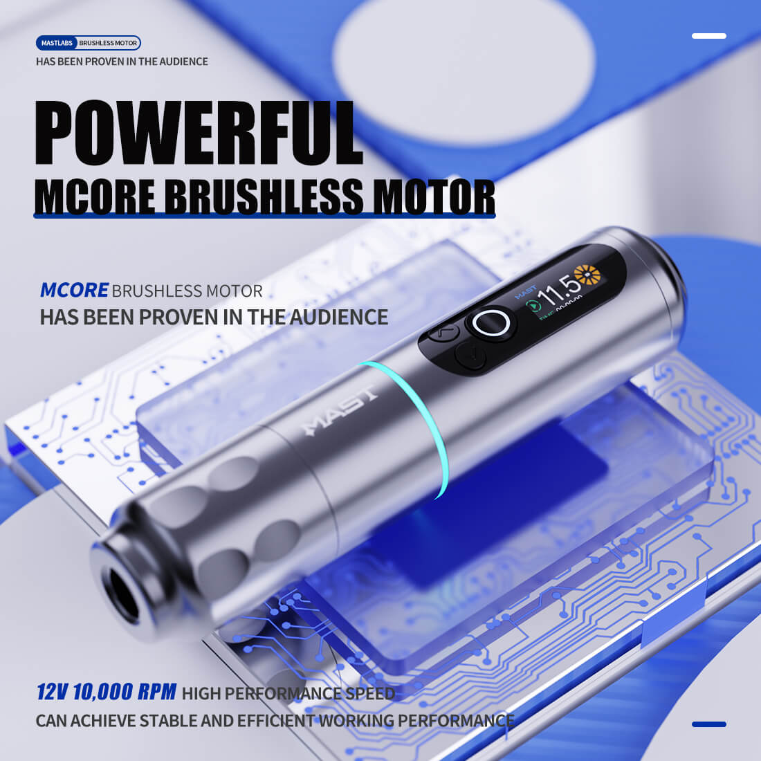 Dragonhawk Wireless Tattoo Pen Machine with 3.5MM Stroke Brushless Motor Color Screen | Mast Archer 2 INKSOULSUPPLY.COM