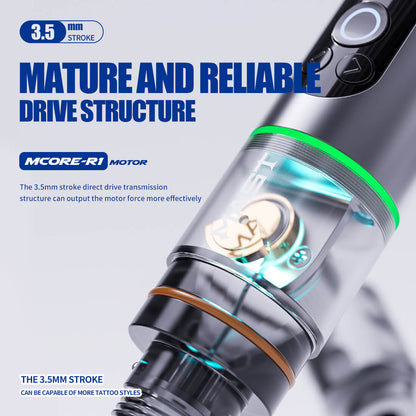 Dragonhawk Wireless Tattoo Pen Machine with 3.5MM Stroke Brushless Motor Color Screen | Mast Archer 2 INKSOULSUPPLY.COM
