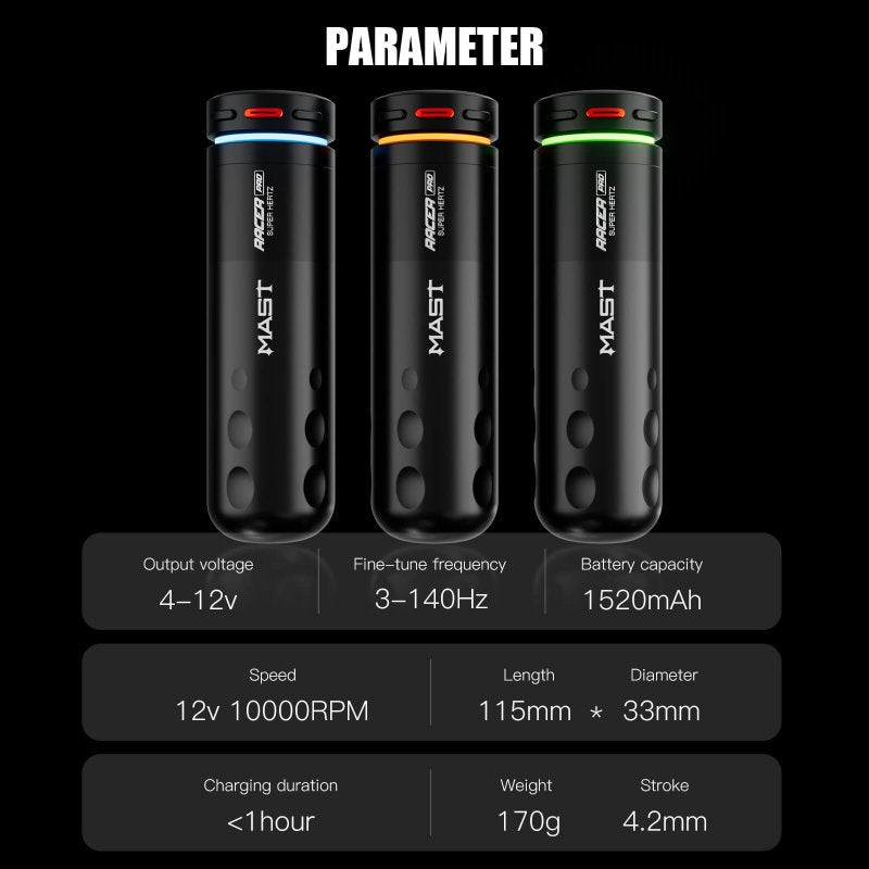 Dragonhawk Wireless Tattoo Pen Machine 4.2MM Strokes Length | Mast Racer Pro INKSOULSUPPLY.COM