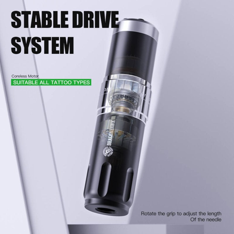 Dragonhawk Wireless Tattoo Pen Machine with 7 Stroke Length | Fold 3 INKSOULSUPPLY.COM
