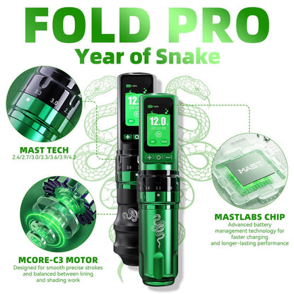 Tattoo Kit | Dragonhawk Fold Pro Year of Snake Edition Tattoo Machine Pen Wireless Professional Bundle INKSOULSUPPLY.COM