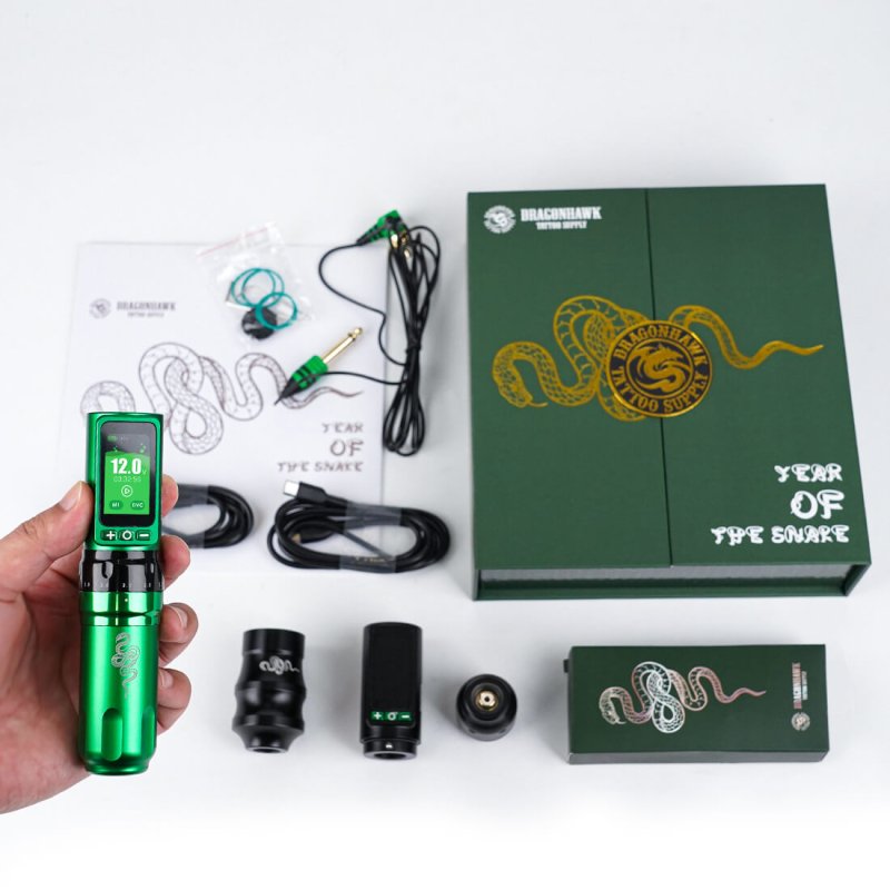Tattoo Kit | Dragonhawk Fold Pro Year of Snake Edition Tattoo Machine Pen Wireless Professional Bundle INKSOULSUPPLY.COM