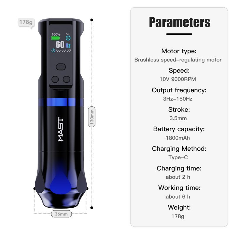 Dragonhawk Wireless Tattoo Pen Machine with Adjustable Frequency | Mast Hertz INKSOULSUPPLY.COM
