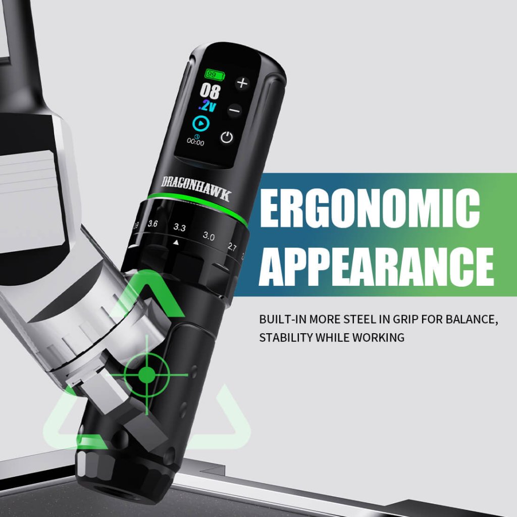 Dragonhawk Wireless Tattoo Pen Machine with 7 Stroke Length | L3 INKSOULSUPPLY.COM