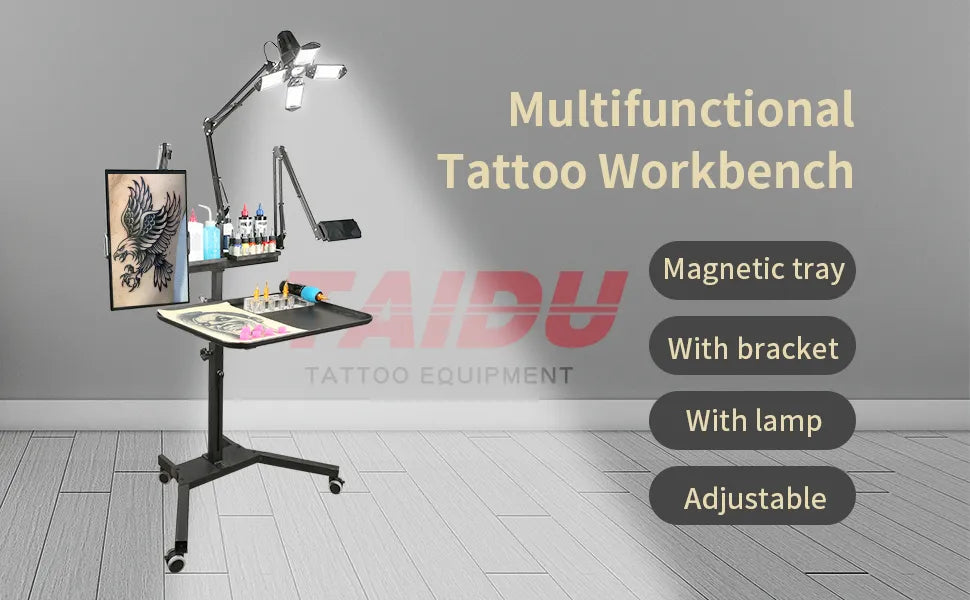 TAIDU PROMOTION MULTI-FUNCTIONAL DOUBLE HOLDER TATTOO BENCH WITH LIGHT INKSOULSUPPLY.COM