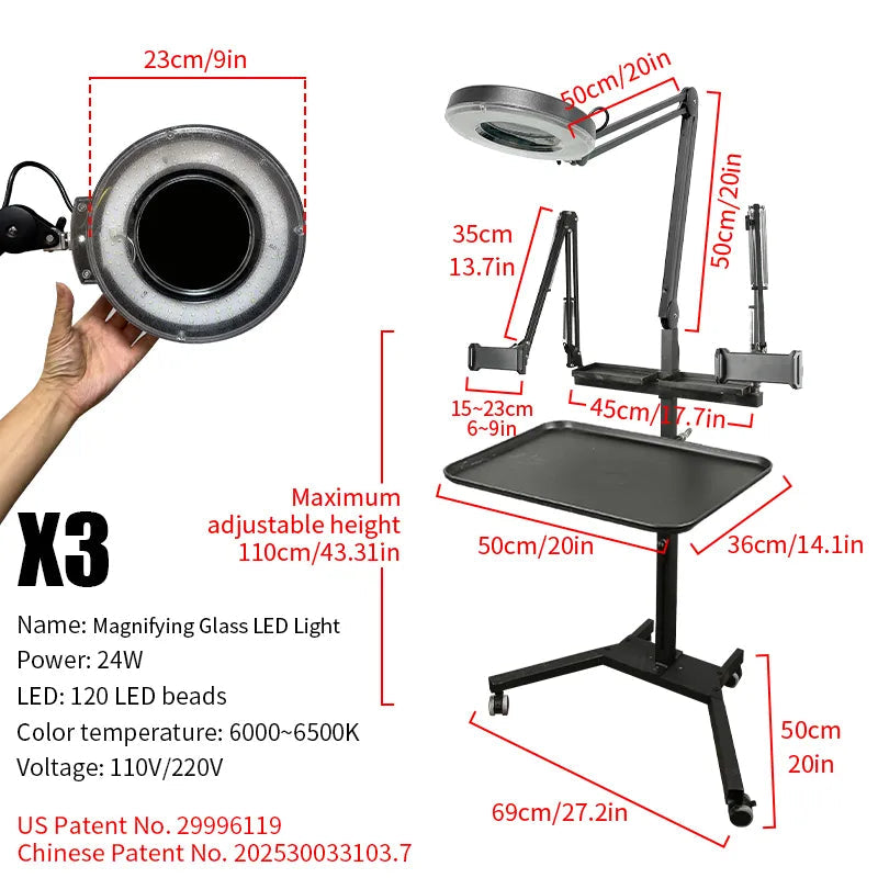 TAIDU PROMOTION MULTI-FUNCTIONAL DOUBLE HOLDER TATTOO BENCH WITH LIGHT INKSOULSUPPLY.COM