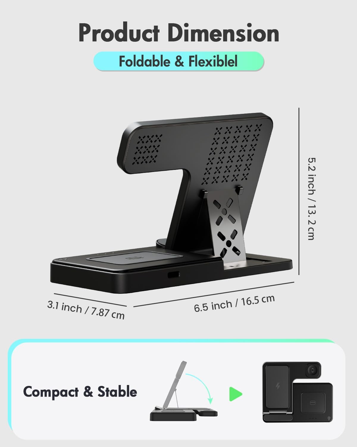 Wireless Charger Iphone Charging Station: 3 in 1 Charger Stand Multiple Devices for Apple - Iphone 17 16E 16 15 14 Pro Max 13 12 11 - Watch 11 10 9 8 7 6 5 4 3 2 SE and Ultra Series - Airpods 4 3 Pro BazaarBox