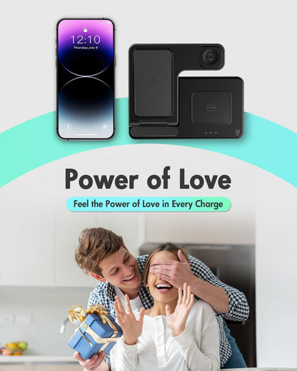 Wireless Charger Iphone Charging Station: 3 in 1 Charger Stand Multiple Devices for Apple - Iphone 17 16E 16 15 14 Pro Max 13 12 11 - Watch 11 10 9 8 7 6 5 4 3 2 SE and Ultra Series - Airpods 4 3 Pro BazaarBox
