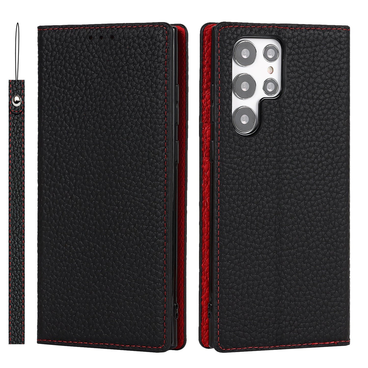 Galaxy S24 Ultra Case Litchi Leather Phone Case FLIPSTYLEZLLC