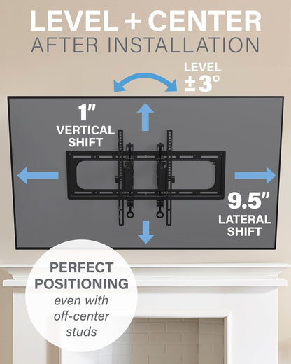 SANUS Preferred Extendable Tilt TV Wall Mount for 42 to 90 Inch Screens up to 150Lbs - 5.7” Extension Provides Max 12 Deg Tilt to Reduce Glare - Easy DIY Install W/Included Hardware - SLT4-B1 BazaarBox