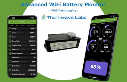 PowerMon-W - WiFi / IoT Advanced Battery Monitor / DC Power Meter with data logging Thornwave Labs